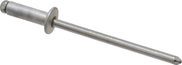 Marson - Button Head Aluminum Open End Blind Rivet - Steel Mandrel, 3/16" to 1/4" Grip, 1/4" Head Diam, 0.129" to 0.133" Hole Diam, 0.4" Length Under Head, 1/8" Body Diam - Eagle Tool & Supply