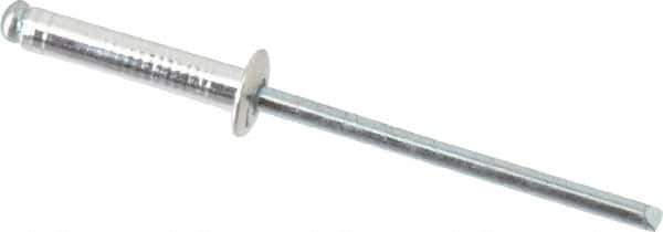 Marson - Button Head Aluminum Open End Blind Rivet - Steel Mandrel, 0.376" to 1/2" Grip, 1/4" Head Diam, 0.129" to 0.133" Hole Diam, 0.65" Length Under Head, 1/8" Body Diam - Eagle Tool & Supply