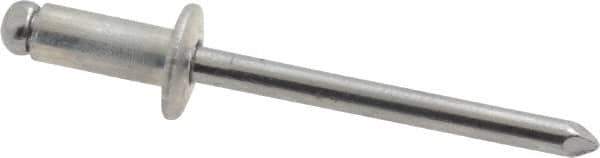 Marson - Button Head Aluminum Open End Blind Rivet - Steel Mandrel, 3/16" to 1/4" Grip, 3/8" Head Diam, 0.192" to 0.196" Hole Diam, 0.45" Length Under Head, 3/16" Body Diam - Eagle Tool & Supply