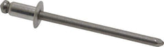 Marson - Button Head Stainless Steel Open End Blind Rivet - Stainless Steel Mandrel, 1/32" to 1/8" Grip, 1/4" Head Diam, 0.129" to 0.133" Hole Diam, 0.275" Length Under Head, 1/8" Body Diam - Eagle Tool & Supply