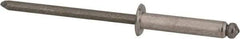 Marson - Button Head Stainless Steel Open End Blind Rivet - Stainless Steel Mandrel, 0.376" to 1/2" Grip, 1/4" Head Diam, 0.129" to 0.133" Hole Diam, 0.65" Length Under Head, 1/8" Body Diam - Eagle Tool & Supply