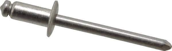 Marson - Button Head Stainless Steel Open End Blind Rivet - Stainless Steel Mandrel, 3/16" to 1/4" Grip, 3/8" Head Diam, 0.192" to 0.196" Hole Diam, 0.45" Length Under Head, 3/16" Body Diam - Eagle Tool & Supply