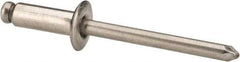 Marson - Button Head Stainless Steel Open End Blind Rivet - Stainless Steel Mandrel, 5/16" to 3/8" Grip, 3/8" Head Diam, 0.192" to 0.196" Hole Diam, 0.575" Length Under Head, 3/16" Body Diam - Eagle Tool & Supply