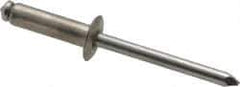 Marson - Button Head Stainless Steel Open End Blind Rivet - Stainless Steel Mandrel, 0.376" to 1/2" Grip, 3/8" Head Diam, 0.192" to 0.196" Hole Diam, 0.7" Length Under Head, 3/16" Body Diam - Eagle Tool & Supply