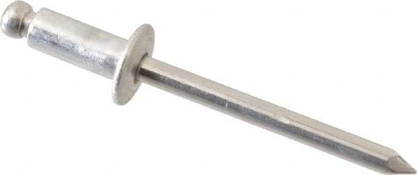 Marson - Button Head Aluminum Open End Blind Rivet - Aluminum Mandrel, 3/16" to 1/4" Grip, 3/8" Head Diam, 0.192" to 0.196" Hole Diam, 0.45" Length Under Head, 3/16" Body Diam - Eagle Tool & Supply