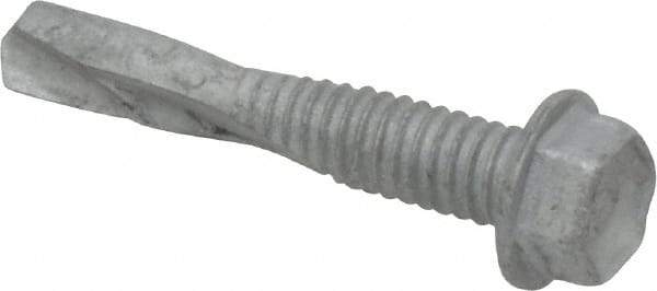 Buildex - #12, Hex Washer Head, Hex Drive, 1-1/4" Length Under Head, #5 Point, Self Drilling Screw - Steel - Eagle Tool & Supply