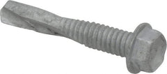 Buildex - #12, Hex Washer Head, Hex Drive, 1-1/4" Length Under Head, #5 Point, Self Drilling Screw - Steel - Eagle Tool & Supply