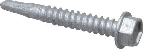 Buildex - #12, Hex Washer Head, Hex Drive, 1-1/2" Length Under Head, #2 Point, Self Drilling Screw - Steel - Eagle Tool & Supply