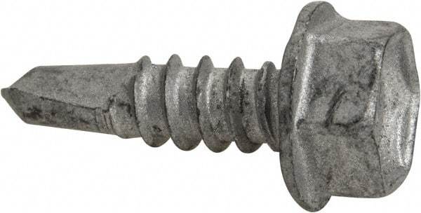 Buildex - #10, Hex Washer Head, Hex Drive, 5/8" Length Under Head, #3 Point, Self Drilling Screw - Steel - Eagle Tool & Supply