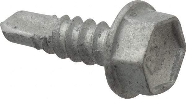 Buildex - #10, Hex Washer Head, Hex Drive, 5/8" Length Under Head, #3 Point, Self Drilling Screw - Steel - Eagle Tool & Supply