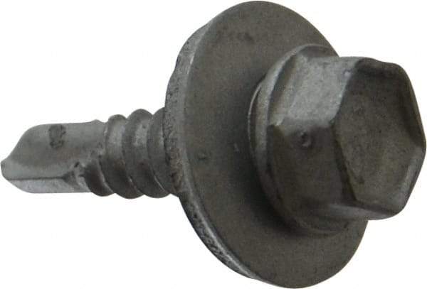 Buildex - #10, Hex Washer Head, Hex Drive, 3/4" Length Under Head, #3 Point, Self Drilling Screw - Steel - Eagle Tool & Supply