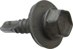 Buildex - #10, Hex Washer Head, Hex Drive, 3/4" Length Under Head, #3 Point, Self Drilling Screw - Steel - Eagle Tool & Supply