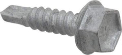 Buildex - #10, Hex Washer Head, Hex Drive, 3/4" Length Under Head, #3 Point, Self Drilling Screw - Steel - Eagle Tool & Supply