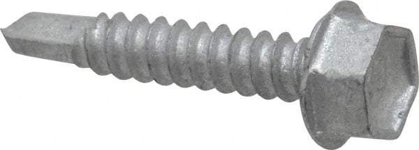 Buildex - #10, Hex Washer Head, Hex Drive, 1" Length Under Head, #3 Point, Self Drilling Screw - Steel - Eagle Tool & Supply