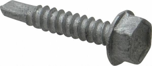 Buildex - #10, Hex Washer Head, Hex Drive, 1" Length Under Head, #3 Point, Self Drilling Screw - Steel - Eagle Tool & Supply