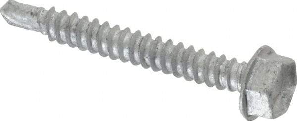 Buildex - #10, Hex Washer Head, Hex Drive, 1-1/2" Length Under Head, #3 Point, Self Drilling Screw - Steel - Eagle Tool & Supply