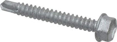 Buildex - #10, Hex Washer Head, Hex Drive, 1-1/2" Length Under Head, #3 Point, Self Drilling Screw - Steel - Eagle Tool & Supply
