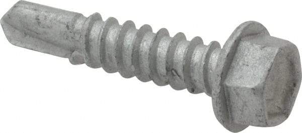 Buildex - #12, Hex Washer Head, Hex Drive, 1" Length Under Head, #3 Point, Self Drilling Screw - Steel - Eagle Tool & Supply