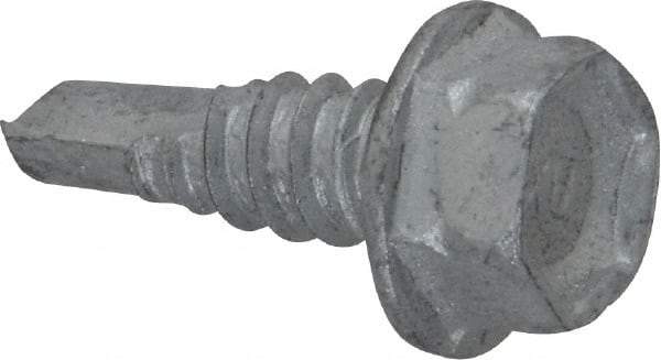 Buildex - 1/4", Hex Washer Head, Hex Drive, 3/4" Length Under Head, #3 Point, Self Drilling Screw - Steel - Eagle Tool & Supply