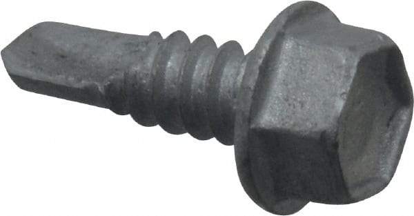 Buildex - 1/4", Hex Washer Head, Hex Drive, 3/4" Length Under Head, #3 Point, Self Drilling Screw - Steel - Eagle Tool & Supply