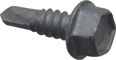Buildex - 1/4", Hex Washer Head, Hex Drive, 3/4" Length Under Head, #3 Point, Self Drilling Screw - Steel - Eagle Tool & Supply