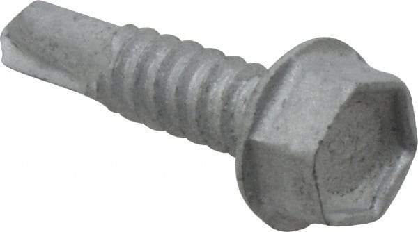 Buildex - 1/4", Hex Washer Head, Hex Drive, 1" Length Under Head, #3 Point, Self Drilling Screw - Steel - Eagle Tool & Supply