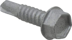 Buildex - 1/4", Hex Washer Head, Hex Drive, 1" Length Under Head, #3 Point, Self Drilling Screw - Steel - Eagle Tool & Supply