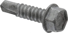 Buildex - 1/4", Hex Washer Head, Hex Drive, 1" Length Under Head, #3 Point, Self Drilling Screw - Steel - Eagle Tool & Supply