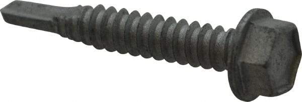 Buildex - 1/4", Hex Washer Head, Hex Drive, 1-1/2" Length Under Head, #3 Point, Self Drilling Screw - Steel - Eagle Tool & Supply