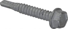 Buildex - 1/4", Hex Washer Head, Hex Drive, 1-1/2" Length Under Head, #3 Point, Self Drilling Screw - Steel - Eagle Tool & Supply