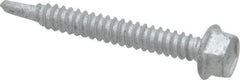 Buildex - 1/4", Hex Washer Head, Hex Drive, 2" Length Under Head, #3 Point, Self Drilling Screw - Steel - Eagle Tool & Supply