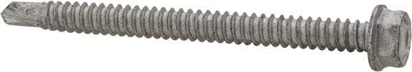 Buildex - 1/4", Hex Washer Head, Hex Drive, 3" Length Under Head, #3 Point, Self Drilling Screw - Steel - Eagle Tool & Supply