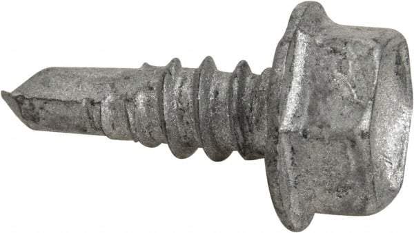 Buildex - #10, Hex Washer Head, Hex Drive, 1/2" Length Under Head, #3 Point, Self Drilling Screw - Steel - Eagle Tool & Supply