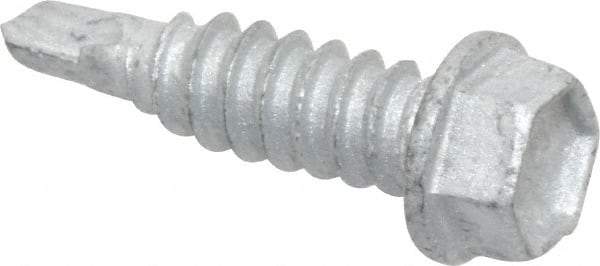Buildex - 1/4", Hex Washer Head, Hex Drive, 7/8" Length Under Head, #1 Point, Self Drilling Screw - Steel - Eagle Tool & Supply