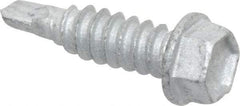 Buildex - 1/4", Hex Washer Head, Hex Drive, 7/8" Length Under Head, #1 Point, Self Drilling Screw - Steel - Eagle Tool & Supply