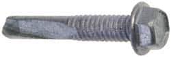 Buildex - 1/4", Hex Washer Head, Hex Drive, 4" Length Under Head, #5 Point, Self Drilling Screw - Steel - Eagle Tool & Supply