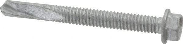 Buildex - #12, Hex Washer Head, Hex Drive, 2" Length Under Head, #5 Point, Self Drilling Screw - Steel - Eagle Tool & Supply