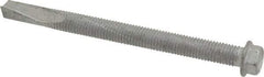 Buildex - 1/4", Hex Washer Head, Hex Drive, 3" Length Under Head, #5 Point, Self Drilling Screw - Steel - Eagle Tool & Supply