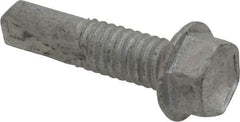 Buildex - #12, Hex Washer Head, Hex Drive, 7/8" Length Under Head, #4 Point, Self Drilling Screw - Steel - Eagle Tool & Supply