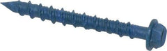 Made in USA - 3/16" Diam, 1-3/4" Length Under Head, Hex Drive, Concrete Screw & Masonry Fastener - Steel, Blue Climaseal Finish, Includes Drill Bit - Eagle Tool & Supply