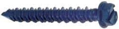 Made in USA - 1/4" Diam, 5" Length Under Head, Hex Drive, Concrete Screw & Masonry Fastener - Steel, Blue Climaseal Finish, Includes Drill Bit - Eagle Tool & Supply