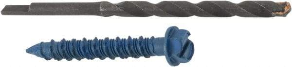 Made in USA - 1/4" Diam, 1-3/4" Length Under Head, Hex Drive, Concrete Screw & Masonry Fastener - Steel, Blue Climaseal Finish, Includes Drill Bit - Eagle Tool & Supply
