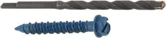 Made in USA - 1/4" Diam, 1-3/4" Length Under Head, Hex Drive, Concrete Screw & Masonry Fastener - Steel, Blue Climaseal Finish, Includes Drill Bit - Eagle Tool & Supply