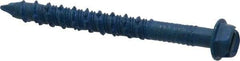 Made in USA - 1/4" Diam, 2-1/4" Length Under Head, Hex Drive, Concrete Screw & Masonry Fastener - Steel, Blue Climaseal Finish, Includes Drill Bit - Eagle Tool & Supply