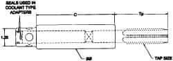 Parlec - 0.429" Tap Shank Diam, 0.322" Tap Square Size, 9/16" Tap, - 3.7" Projection, 1-1/4" Shank OD, Through Coolant, Series Numertap 770 - Exact Industrial Supply