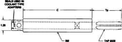 Parlec - 0.7" Tap Shank Diam, 17/32" Tap Square Size, 3/8" Pipe Tap, - 6.7" Projection, 1-1/4" Shank OD, Through Coolant, Series Numertap 770 - Exact Industrial Supply