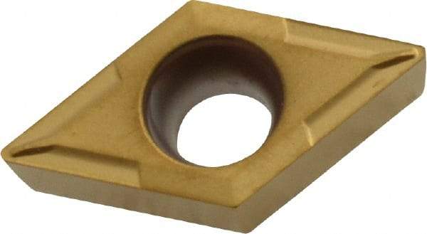 Kennametal - DCMT32.51 11 Grade KT315 Cermet Turning Insert - TiN/TiCN/TiN Finish, 55° Diamond, 3/8" Inscr Circle, 5/32" Thick, 1/64" Corner Radius - Eagle Tool & Supply