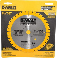 DeWALT - 6-1/2" Diam, 5/8" Arbor Hole Diam, 36 Tooth Wet & Dry Cut Saw Blade - Carbide-Tipped, Standard Round Arbor - Eagle Tool & Supply