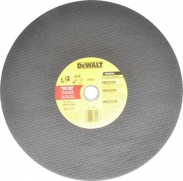 DeWALT - 14" Aluminum Oxide Cutoff Wheel - 1/8" Thick, 1" Arbor, 5,500 Max RPM, Use with Circular Saws - Eagle Tool & Supply