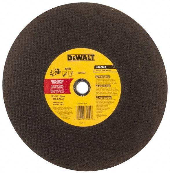 DeWALT - 12" Aluminum Oxide Cutoff Wheel - 1/8" Thick, 20mm Arbor, 6,400 Max RPM, Use with Circular Saws - Eagle Tool & Supply